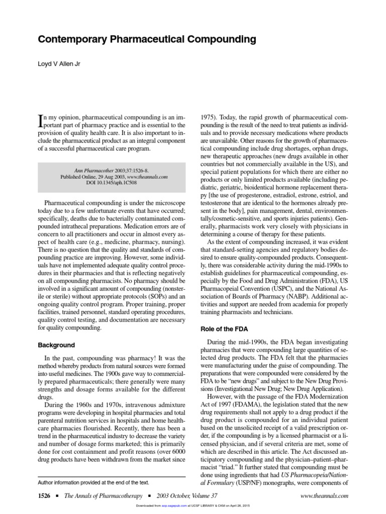 Pharmacists & Compounding Standards | PDF | Pharmacy | Food And Drug ...