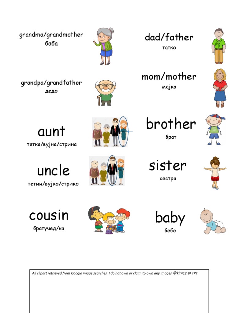 Brother Aunt Sister Uncle Cousin Baby: Dad/father | PDF