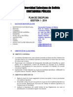 Plan de disciplina de auditoría operativa de la Universidad Salesiana de Bolivia