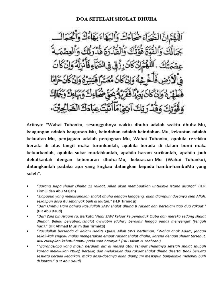 20 Ide Doa Sholat Dhuha Dan Artinya Doc Smart Mommy