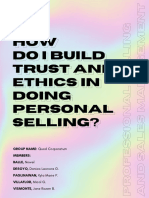 HOW Do I Build Trust and Ethics in Doing Personal Selling?