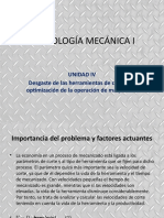 UNIDAD 4 Desgaste de Las Herramientas de Corte y La Optimización de La Operación de Maquinado