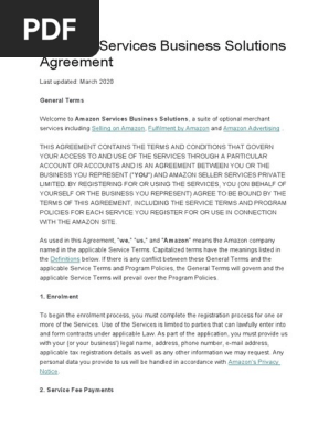 Amazon Services Business Solutions Agreement