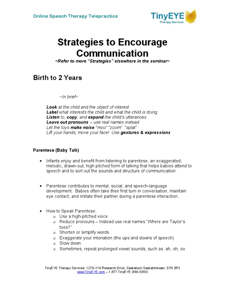 Effective Strategies for Baby Speech Development | PDF | Question ...