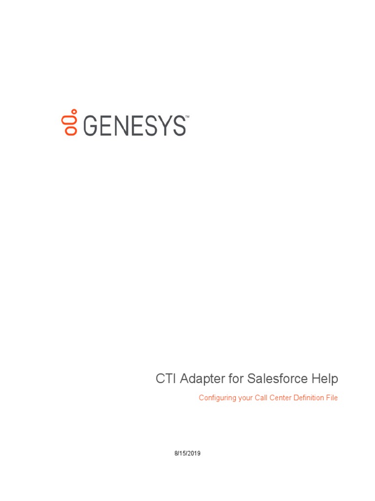CTI Adapter For Salesforce Help Configuring Your Call Center