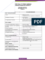 CBSE Class 11 Maths Deleted Syllabus Portion For 2020 21 PDF