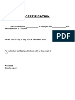 Certification: This Is To Certify That - Is Employed With - As A
