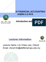 Advanced Financial Accounting AQ054-3-2-AFA: Introduction and Overview