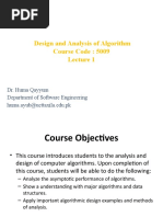 Design and Analysis of Algorithm Course Code: 5009