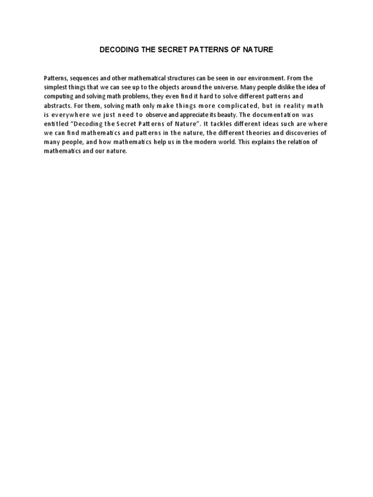 Nature's Hidden Mathematical Patterns | PDF