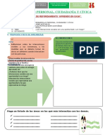 Desarrollo Personal, Ciudadanía Y Cívica: Actividad de Reforzamiento "Aprendo en Casa"