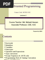 Object Oriented Programming: Course Teacher: Md. Mahadi Hassan Associate Professor, CSE, IIUC