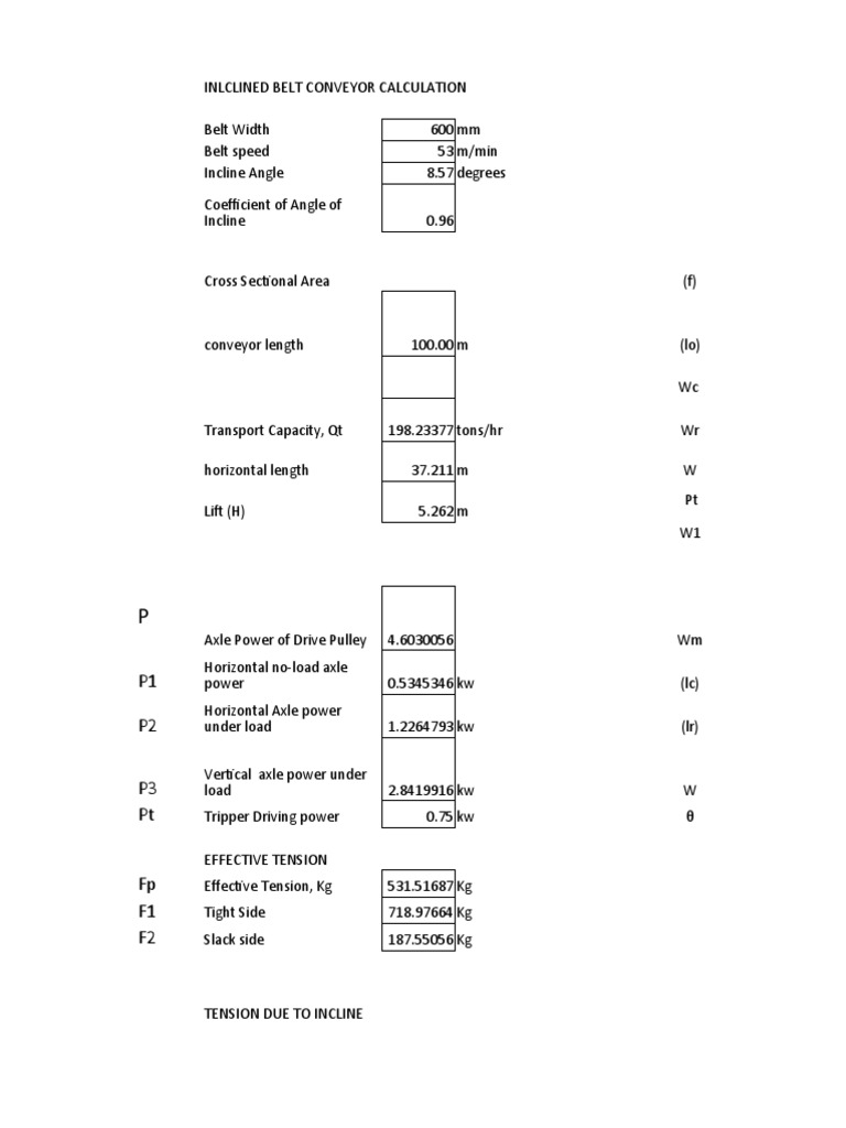 Belt Conveyor Calculation PDF Belt (Mechanical) Equipment