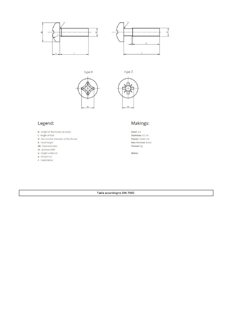Table According To DIN 7985 | PDF | World War II Armoured Fighting ...