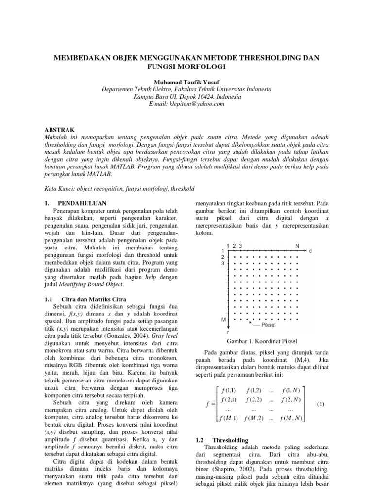 Metode Thresholding untuk Pengenalan Objek | PDF