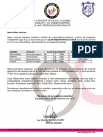 Carta Invitación Club Insdeportes Cajica