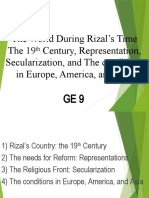 The World During Rizal's Time The 19 Century, Representation, Secularization, and The Conditions in Europe, America, and Asia