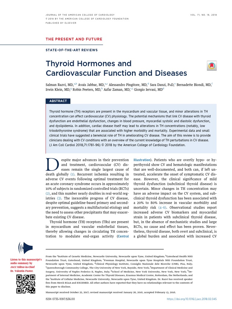Thyroid Hormones and CVD | PDF | Thyroid Stimulating Hormone ...