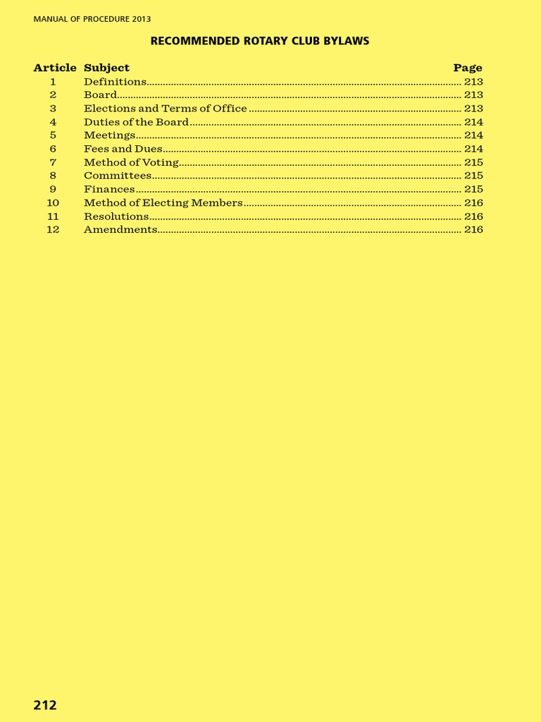 ROTARY Bylaws PDF Board Of Directors Committee