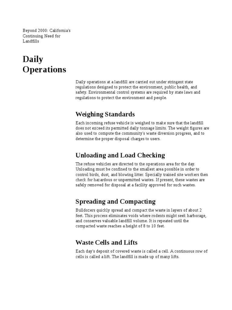 1.1.daily Operation | PDF | Landfill | Waste