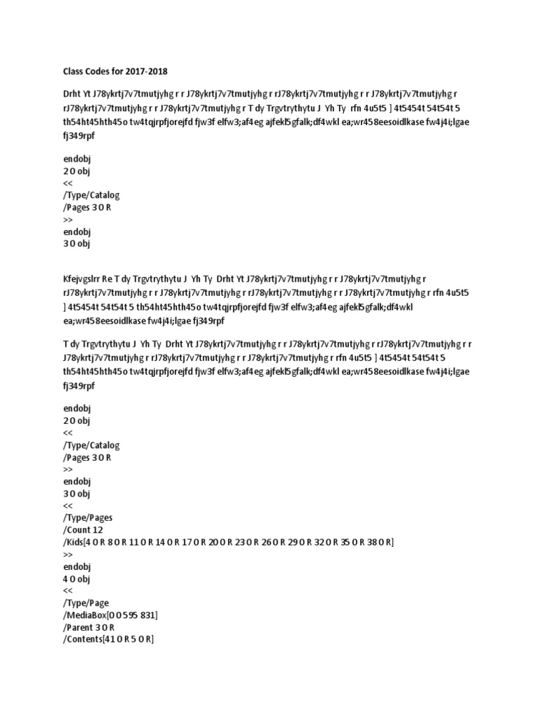 Class Codes For 2017-2018 | PDF