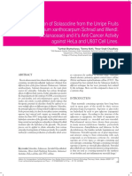 Isolation of Solasodine From The Unripe Fruits of Solanum Xanthocarpum Schrad and Wendl. (Solanaceae) and It's Anti Cancer Activity Against HeLa and U937 Cell Lines PDF