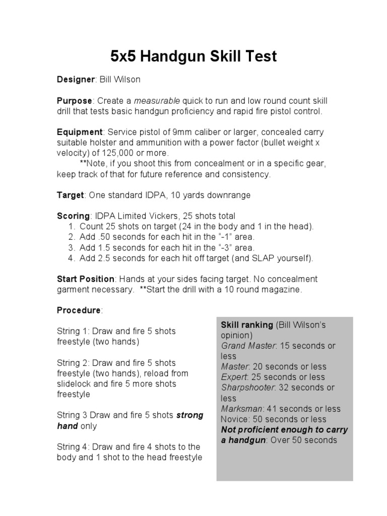 5x5 Handgun Proficiency Test Guide | PDF | History
