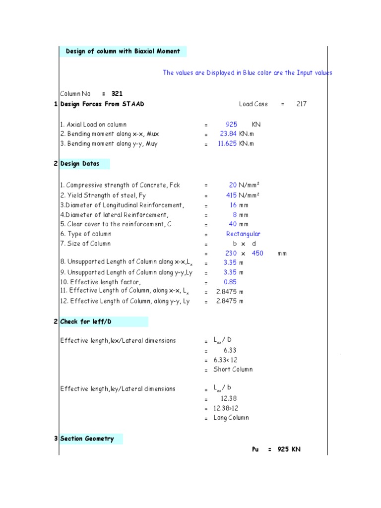 Biaxial Column Design Example | PDF | Column | Bending