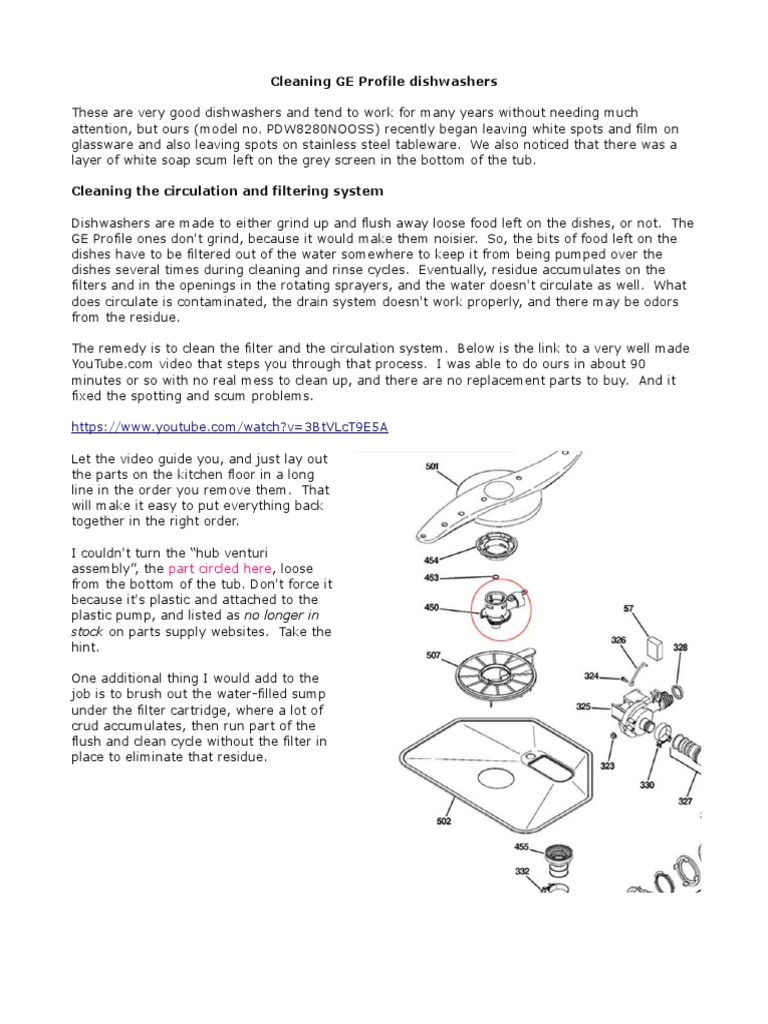 Cleaning GE Profile Dishwashers Part Circled Here PDF Dishwasher