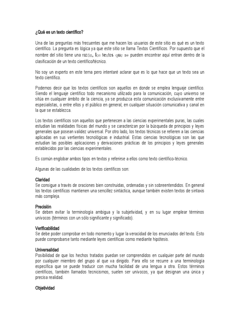 ¿Qué es un texto científico