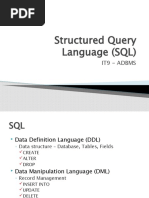 Structured Query Language (SQL) : It9 - Adbms