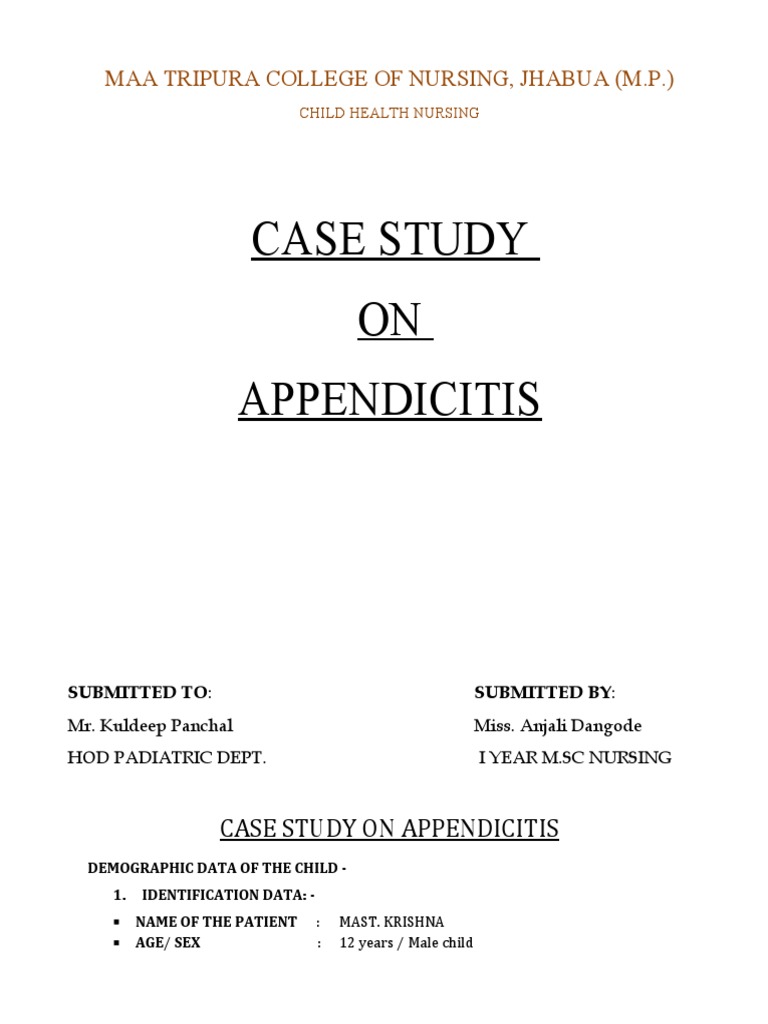 01 Case Study On Appendicitis PDF Large Intestine Surgery