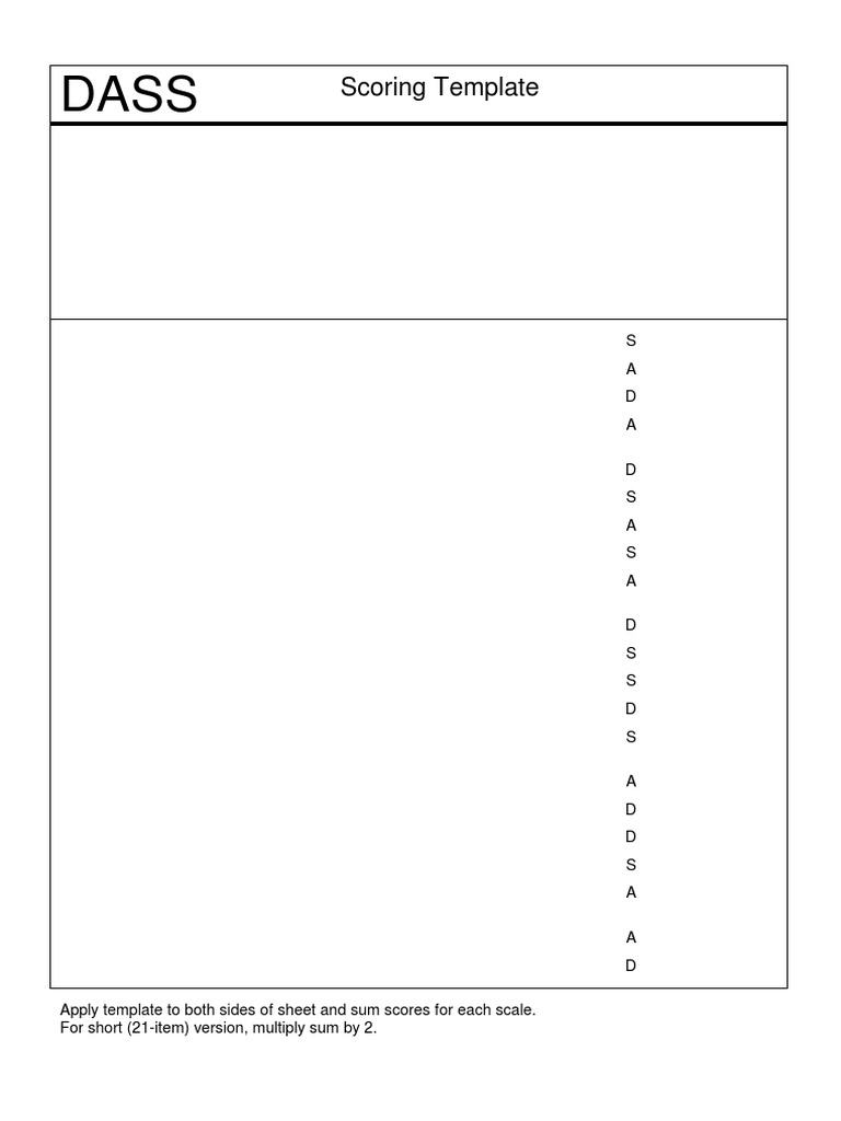 DASS 21 Scoring Template Guide | PDF