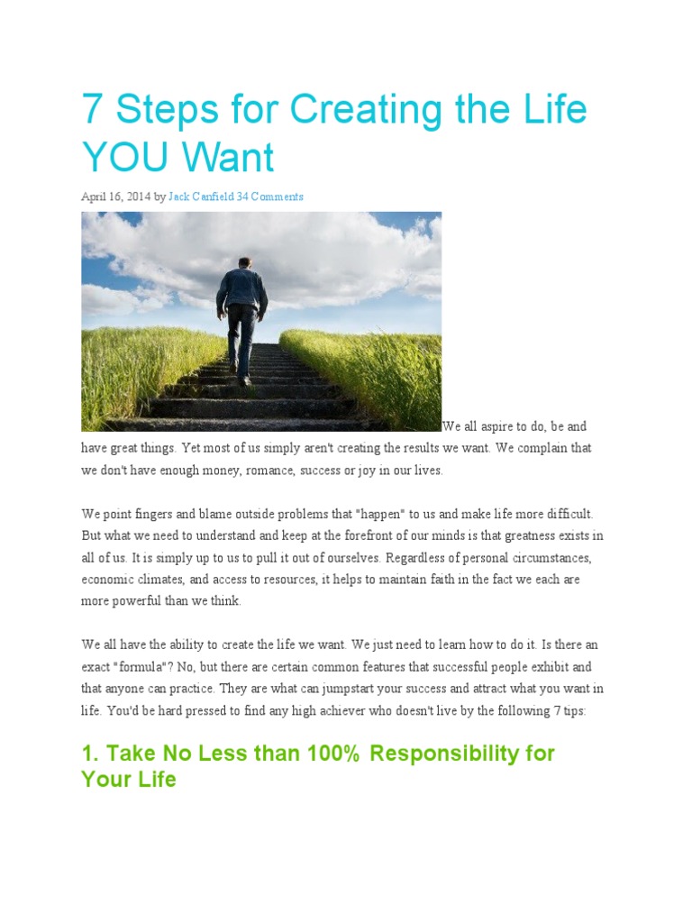 7 Steps For Creating The Life YOU Want | PDF | Goal | Attitude (Psychology)