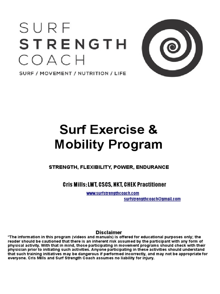 Surf Exercise & Mobility Training Guide | PDF | Flexibility (Anatomy ...