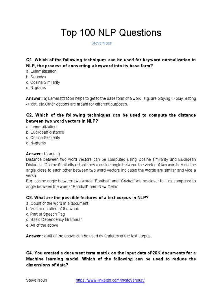 Nlp Questions