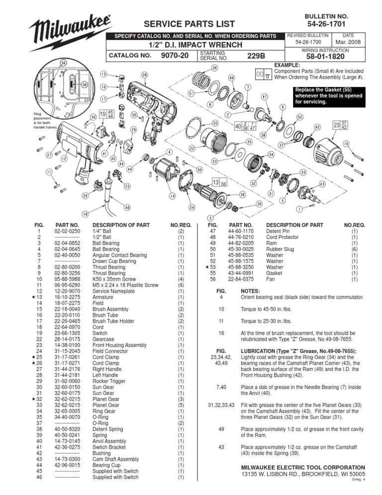 Service Parts List: Bulletin No | PDF | Machines | Mechanical Engineering
