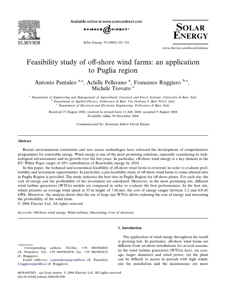 Feasibility Study of Off Shore Wind Farm PDF | PDF | Wind Turbine ...