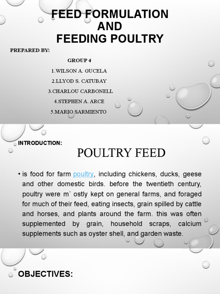 Poultry Feed Formulation Guide | PDF | Wellness