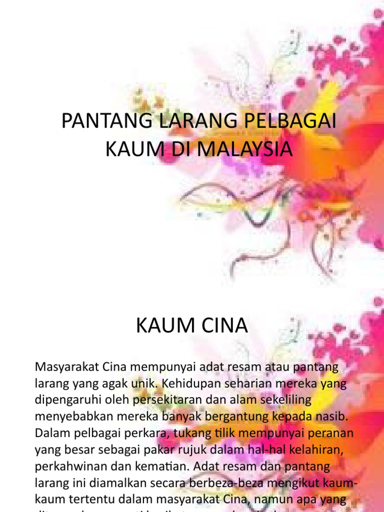 Pantang Larang Pelbagai Kaum Di Malaysia