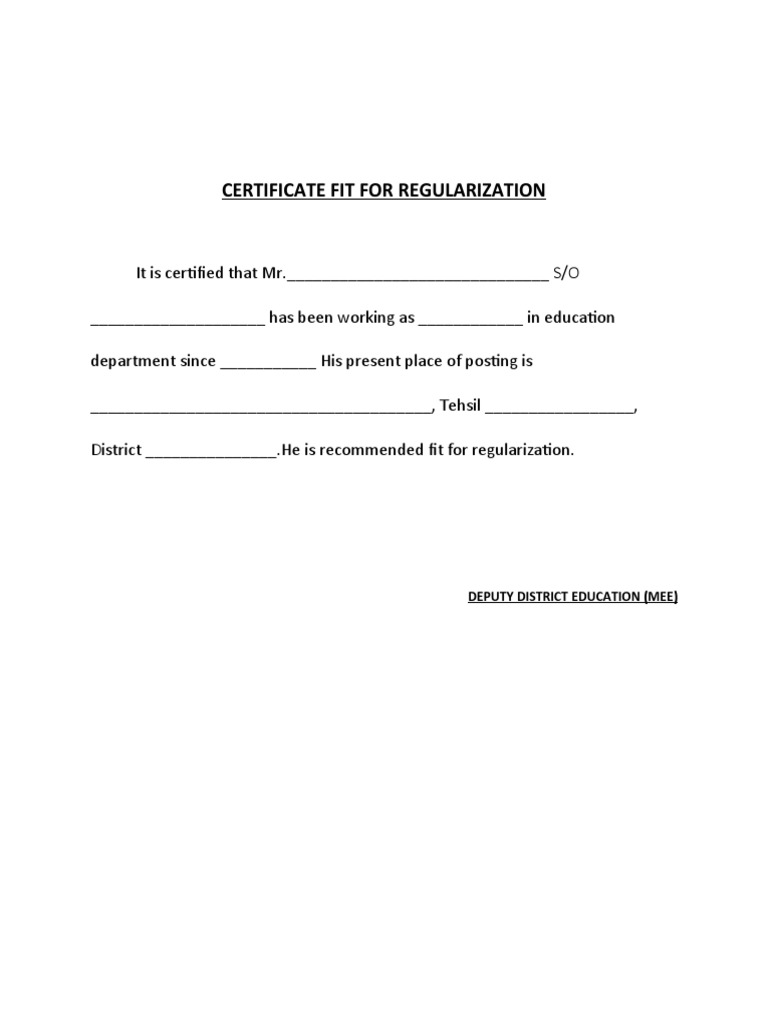 Certificate of Employment Regularization | PDF