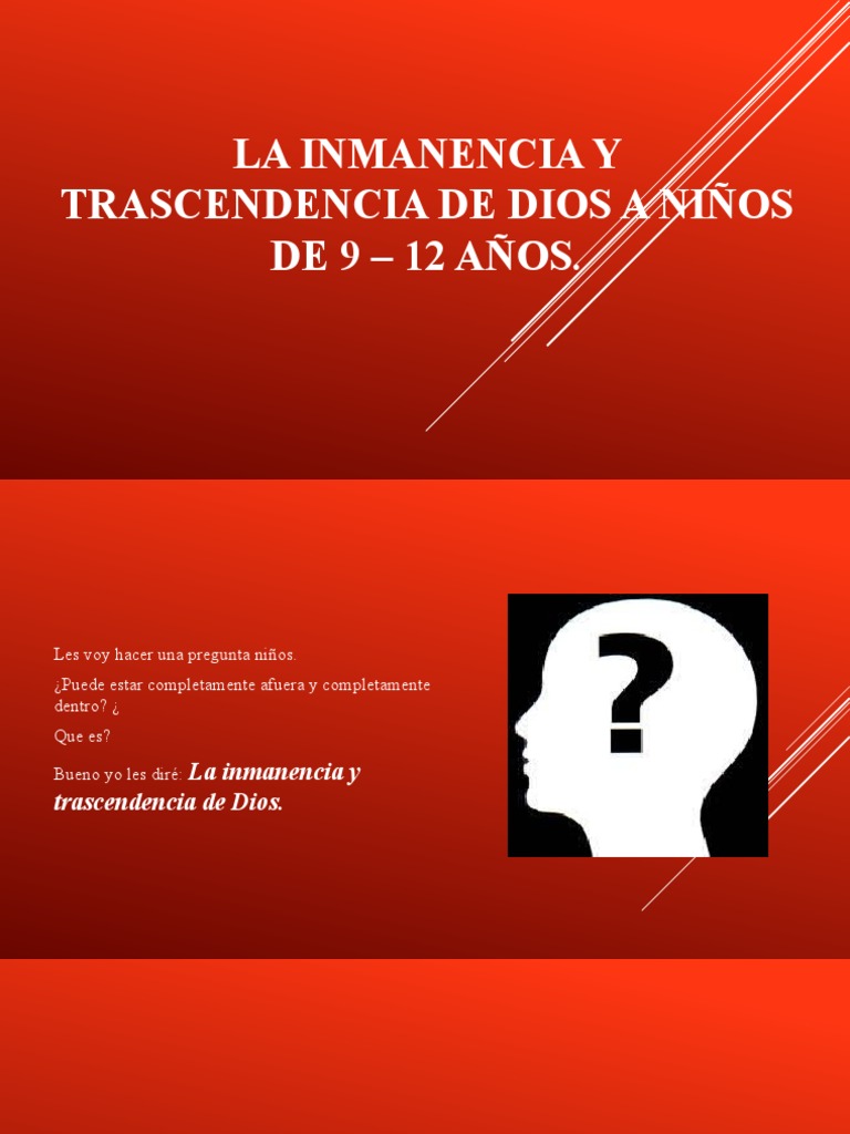La Inmanencia y Trascendencia de Dios A Niños. PDF