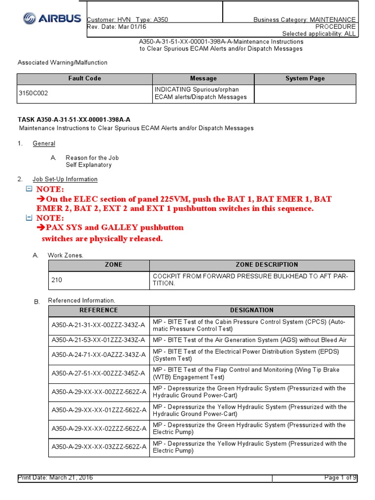 Clear A350 Spurious ECAM Alerts | PDF | Spaceflight Technologies ...