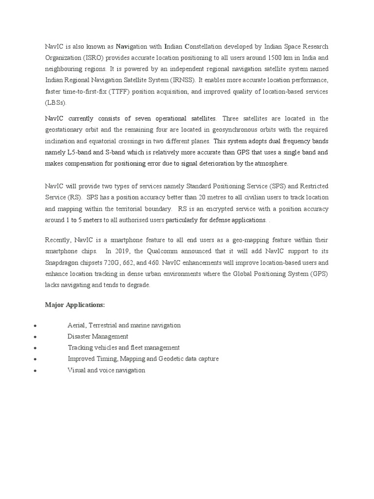 NavIC: India's Satellite Navigation System | PDF