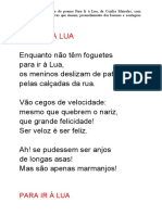 Leitura e Memorização Do Poema para Ir À Lua