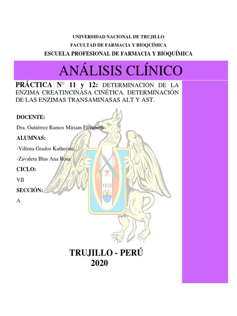 Determinación de Enzimas CK y Transaminasas | PDF | Transaminasa ...