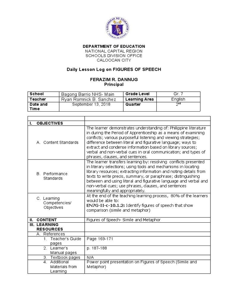 DLL Simile And Metaphor PDF Metaphor Learning
