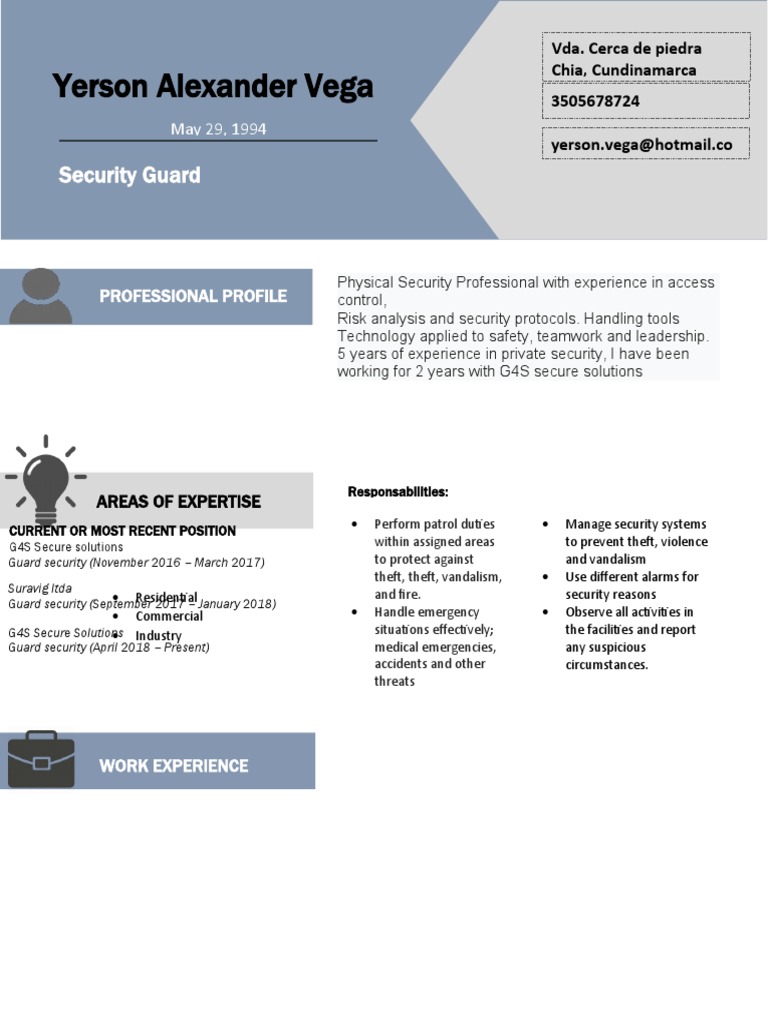 Curriculum Vitae Format | PDF | Security Guard | Security