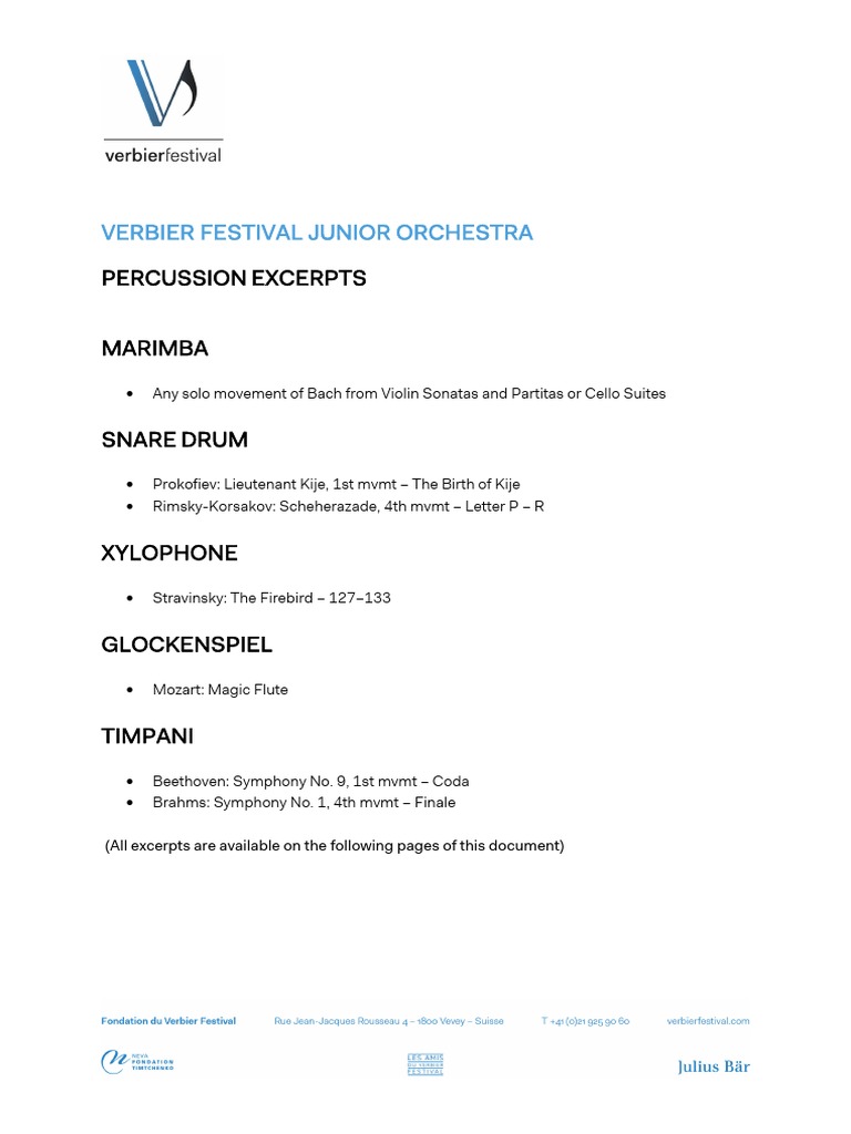 VFJO Percussion Excerpts 2020 PDF PDF