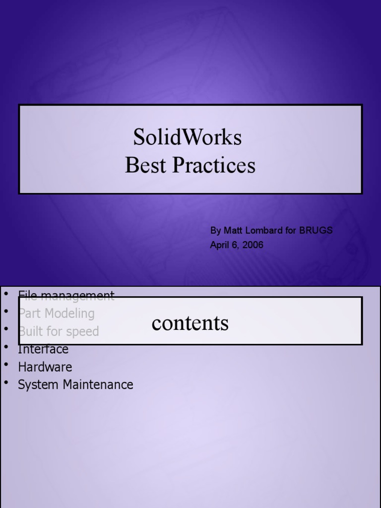 SolidWorks Best Practices | PDF | Computer File | Filename
